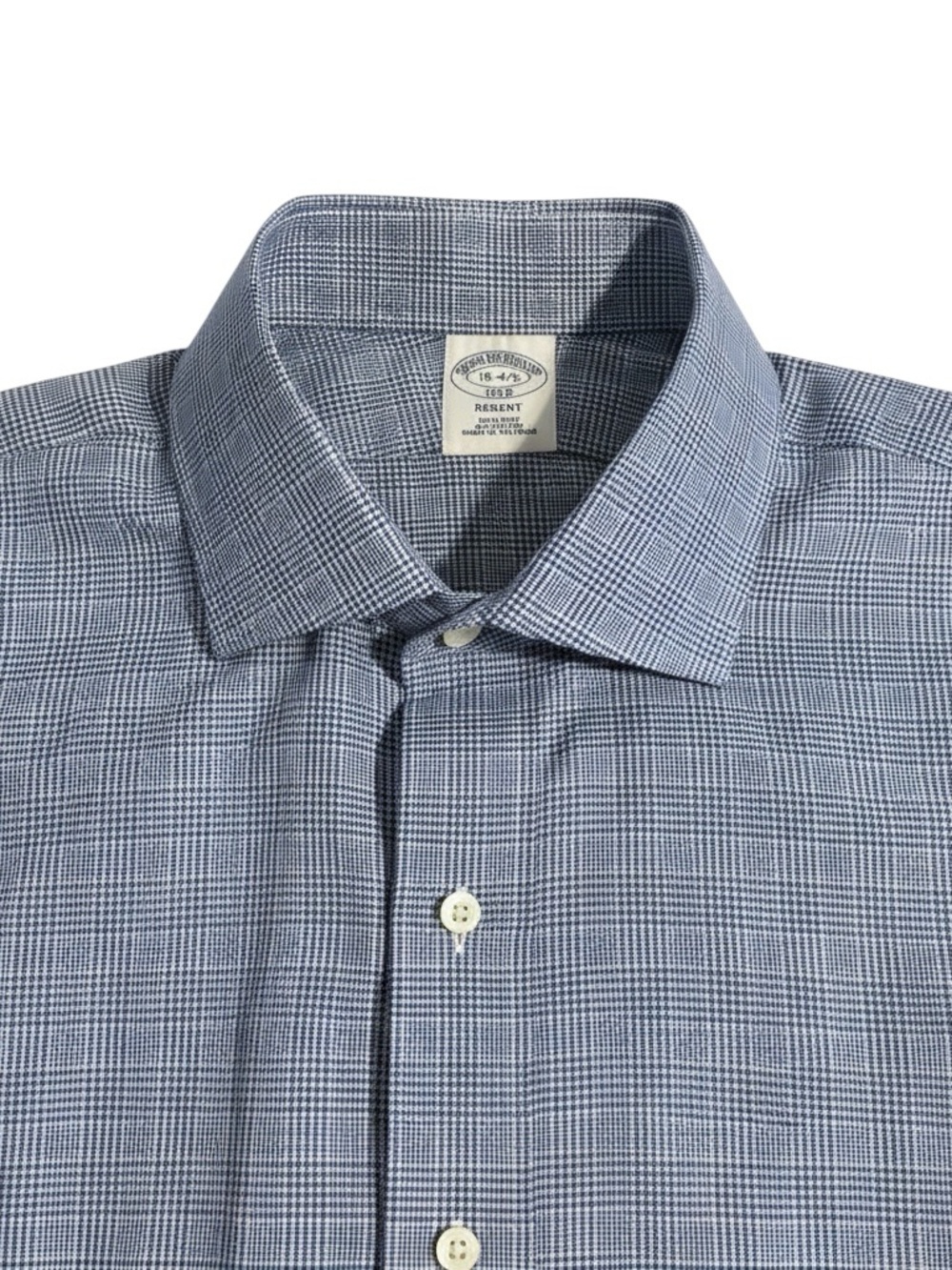 Brooks Brothers Regent Fit Glen Plaid Dress Shirt - Blue/White